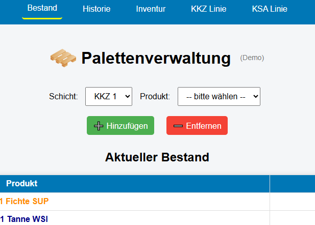 Palettenverwaltung